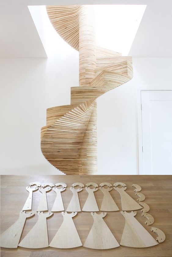 Деревянные модульные лестницы могут быть набраны из плоских типовых элементов