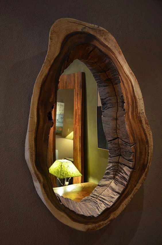 зеркало из слэба цельного дерева